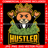 Hustler Teddy Bear King In Tuxedo Suit Throwing Money Making It Rain Cash Hip Hop Rap Rapper Plug Trap Street Hood Ghetto Swag Thug Hustler Hustling Flex Drip Famous Hustle Quote Art Graphic Design Logo T-Shirt Print Printing JPG PNG SVG Vector Cut File