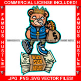Wus Sup Gangster Smoking Marijuana Pot Joint Teddy Bear King Gold Jewelry Cash Money Stack Bag Tattoo Hip Hop Rap Hustler Boss Drip Swag Plug Trap Hood Famous Hustle Quote Art Graphic Design Logo T-Shirt Print Printing JPG PNG SVG Vector Cut File
