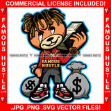 Money Team Gangster Teddy Bear Big Dripping Eyes Money Bag Cash Drip Gold Chain Hip Hop Rap Rapper Plug Trap Street Hood Ghetto Swag Thug Hustler Hustling Drip Famous Hustle Art Graphic Design Logo T-Shirt Print Printing JPG PNG SVG Vector Cut File