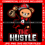 The Hustle Teddy Bear Tuxedo Suit Red Bow Cash Money Bag Tattoo Hip Hop Rap Hustler Boss Drip Swag Plug Trap Hood Thug Gang Street Gangster Hustler Hustling Quote Art Graphic Design Logo T-Shirt Print Printing JPG PNG SVG Vector Cut File