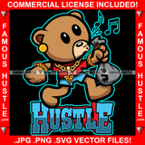 Hustle Gangster Teddy Bear Gold Necklace Jewelry Whistling Music Beat Cash Money Bag Tattoo Hip Hop Rap Hustler Boss Drip Swag Plug Trap Hood Thug Gang Street Quote Art Graphic Design Logo T-Shirt Print Printing JPG PNG SVG Vector Cut File