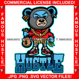 Famous Hustle Gangster Teddy Bear Gold Necklace Jewelry Ski Mask Cash Money Bag Tattoo Hip Hop Rap Hustler Boss Drip Swag Plug Trap Hood Thug Gang Street Quote Art Graphic Design Logo T-Shirt Print Printing JPG PNG SVG Vector Cut File
