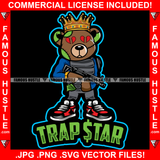 Trap Star King Gangster Teddy Bear Machine Gun Bullet Proof Jacket Stitch Head Broken Heart Eyes Gold Jewelry Necklace Tattoo Hip Hop Street Hood Ghetto Swag Thug Dripping Quote Art Graphic Design Logo T-Shirt Print Printing JPG PNG SVG Vector Cut File