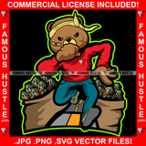 Teddy Bear Scar Face Running On The Road Head Bandanna Cash Money Bags Tattoo Hip Hop Rap Hustler Street Ghetto Famous Hustle  Art Graphic Design Logo T-Shirt Print Printing JPG PNG SVG Vector Cut File