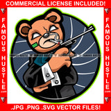 Get Ready Die Trying Spinner Gangster Teddy Bear Drug Dealer Gun Smoking Marijuana Pot Cigar Blunt Cigarette Plug Mean Face White Eyes Two Machine Guns Famous Hustle Art Graphic Design Logo T-Shirt Print Printing JPG PNG SVG Vector Cut File