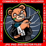 Get Ready Die Trying Spinner Gangster Teddy Bear Drug Dealer Gun Smoking Marijuana Pot Cigar Blunt Cigarette Plug Mean Face White Eyes Two Machine Guns Famous Hustle Art Graphic Design Logo T-Shirt Print Printing JPG PNG SVG Vector Cut File