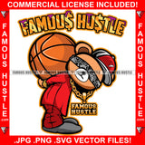 Famous Hustle Purple Drink Lean Drip Dripping Gangster Teddy Bear Big Baseball Bandanna Blindfold Covering Eyes Gold Jewelry Necklace Hip Hop Rap Hustler Boss Drip Swag Quote Art Graphic Design Logo T-Shirt Print Printing JPG PNG SVG Vector Cut File