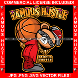 Famous Hustle Purple Drink Lean Drip Dripping Gangster Teddy Bear Big Baseball Bandanna Blindfold Covering Eyes Gold Jewelry Necklace Hip Hop Rap Hustler Boss Drip Swag Quote Art Graphic Design Logo T-Shirt Print Printing JPG PNG SVG Vector Cut File
