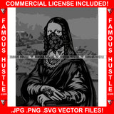 Gangster Mona Lisa Black Paisley Bandanna Face Mask Hand Tattoo Hip Hop Rap Rapper Plug Trap Street Hustler Hustling Gang Member Trap Trapper Gangsta Art Graphic Design Logo T-Shirt Print Printing JPG PNG SVG Vector Cut File