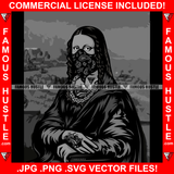 Gangster Mona Lisa Black Paisley Bandanna Face Mask Hand Tattoo Hip Hop Rap Rapper Plug Trap Street Hustler Hustling Gang Member Trap Trapper Gangsta Art Graphic Design Logo T-Shirt Print Printing JPG PNG SVG Vector Cut File