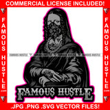 Famous Hustle Gangster Mona Lisa Black Paisley Bandanna Face Mask Hand Tattoo Hip Hop Rap Rapper Plug Trap Street Hustler Hustling Gang Member Trap Trapper Gangsta Quote Art Graphic Design Logo T-Shirt Print Printing JPG PNG SVG Vector Cut File