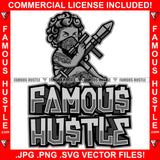 Famous Hustle Gangster Statue Baby Paisley Bandanna Face Mask Body Tattoo Holding Bazooka Missile Launcher Hip Hop Rap Trap Hustler Demon Rapper Dope Baller Trapper Hustling Quote Art Graphic Design Logo T-Shirt Print Printing JPG PNG SVG Vector Cut File