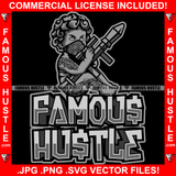 Famous Hustle Gangster Statue Baby Paisley Bandanna Face Mask Body Tattoo Holding Bazooka Missile Launcher Hip Hop Rap Trap Hustler Demon Rapper Dope Baller Trapper Hustling Quote Art Graphic Design Logo T-Shirt Print Printing JPG PNG SVG Vector Cut File