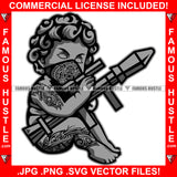 Famous Hustle Gangster Statue Baby Paisley Bandanna Face Mask Body Tattoo Holding Bazooka Missile Launcher Hip Hop Rap Trap Hustler Demon Rapper Dope Baller Trapper Hustling Art Graphic Design Logo T-Shirt Print Printing JPG PNG SVG Vector Cut File