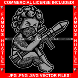 Famous Hustle Gangster Statue Baby Paisley Bandanna Face Mask Body Tattoo Holding Bazooka Missile Launcher Hip Hop Rap Trap Hustler Demon Rapper Dope Baller Trapper Hustling Art Graphic Design Logo T-Shirt Print Printing JPG PNG SVG Vector Cut File