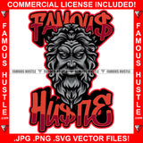 Famous Hustle Greek Mythology Statue Zeus Head Beard Glowing Hip Hop Rap Rapper Plug Trap Street Hood Ghetto Swag Thug Hustler Famous Hustle Retro Vintage Quote Art Graphic Design Logo T-Shirt Print Printing JPG PNG SVG Vector Cut File