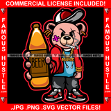 Gangster Teddy Bear Scar Face Cap Cigar Smoking Gold Jewelry Beer Bottle Sneakers Hip Hop Rap Rapper Plug Trap Street Hood Ghetto Swag Thug Hustler Hustling Famous Hustle Art Graphic Design Logo T-Shirt Print Printing JPG PNG SVG Vector Cut File