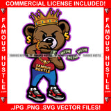 Gangster Teddy Bear King Scar Face Cash Money Gold Dollar Sign Earrings Sneakers Hip Hop Rap Plug Trap Street Hood Ghetto Swag Thug Hustler Hustling Famous Hustle Baller Trapper Art Graphic Design Logo T-Shirt Print Printing JPG PNG SVG Vector Cut File