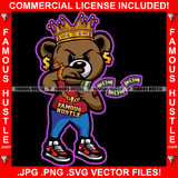 Gangster Teddy Bear King Scar Face Cash Money Gold Dollar Sign Earrings Sneakers Hip Hop Rap Plug Trap Street Hood Ghetto Swag Thug Hustler Hustling Famous Hustle Baller Trapper Art Graphic Design Logo T-Shirt Print Printing JPG PNG SVG Vector Cut File