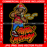 Gettin' Money Famous Hustle Gangster Teddy Bear Gold Jewelry Bracelet Dollar Sign Eyes Cap Cash Bandages Face Hip Hop Rap Trap Street Swag Hustler Hustling Drip Dripping Boss Quote Art Graphic Design Print Printing Vector SVG Cut File