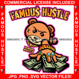 Famous Hustle Gangster Teddy Bear Scar Mean Face Gold Diamond Jewelry Cash Money Hip Hop Rap Rapper Plug Trap Street Hood Ghetto Thug Savage Hustler Thug Gang Quote Art Graphic Design Logo T-Shirt Print Printing JPG PNG SVG Vector Cut File