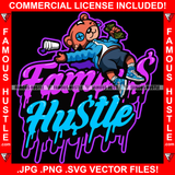 Famous Hustle Dripping Drunk Female Teddy Bear Button Eye Passed Out Girl Drinking Purple Drink Lean Cup Cash Money Stack Woman Tattoo Hip Hop Rap Trap Hood Thug Street Quote Art Graphic Design Logo T-Shirt Print Printing JPG PNG SVG Vector Cut File