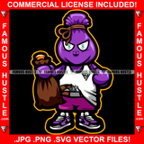 Purple Bag Cartoon Character Pistol Cash Bag Dollar Sign Eyes Tattoo Hip Hop Rap Hustler Drip Trap Hood Thug Gang Street Ghetto Rich Famous Hustle Art Graphic Design Logo T-Shirt Print Printing JPG PNG SVG Vector Cut File