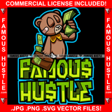 Famous Hustle Gangster Teddy Bear Scar Face Bandage Chain Staples Ripped Stuffing Coming Out Smelling Hugging Money Bag Smelling Cash Briefcase Falling Out Tattoo Hip Hop Rap Quote Art Graphic Design Logo T-Shirt Print Printing JPG PNG SVG Vector Cut File