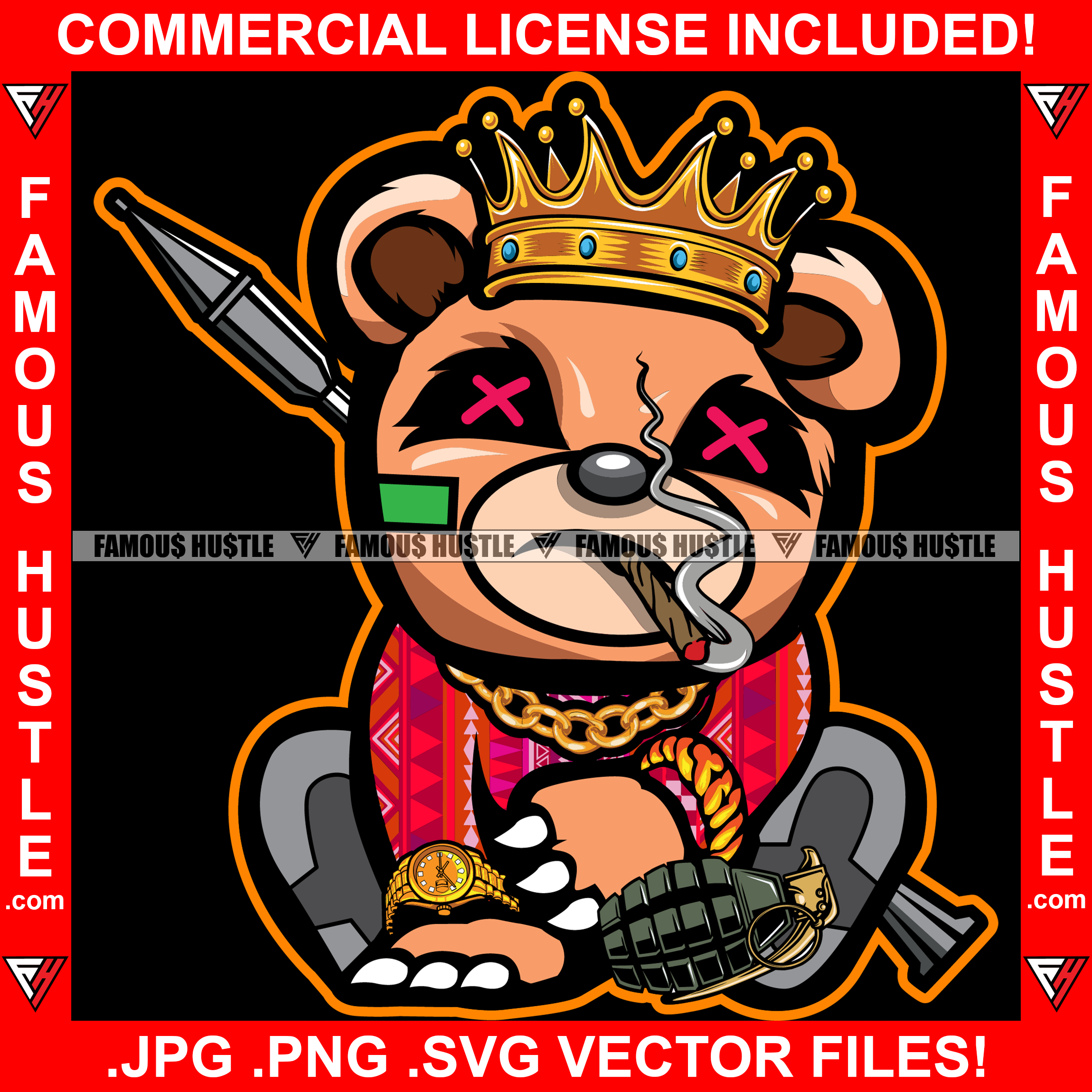 Teddy Bear King SVG Gangster Bear SVG Cutting File Digital 