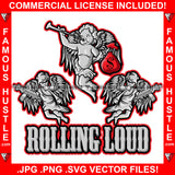 Rolling Loud Baby Hustle Gangster Statues Angel Wings Cash Money Red Bag Machine Gun Fighting Horn Hip Hop Rapper Plug Trap Street Hood Ghetto Thug Boss Hustler Hustling Drip Quote Art Graphic Design Logo T-Shirt Print Printing JPG PNG SVG Vector Cut File