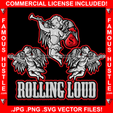 Rolling Loud Baby Hustle Gangster Statues Angel Wings Cash Money Red Bag Machine Gun Fighting Horn Hip Hop Rapper Plug Trap Street Hood Ghetto Thug Boss Hustler Hustling Drip Quote Art Graphic Design Logo T-Shirt Print Printing JPG PNG SVG Vector Cut File