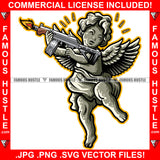 Gangster Angel Wings Statue Shooting Machine Gun Fire Bullets Flying Out Hip Hop Rap Rapper Plug Trap Street Hood Ghetto Thug Hustler Hustling Drip Boss Demon Rapper Famous Hustle Art Graphic Design Logo T-Shirt Print Printing JPG PNG SVG Vector Cut File