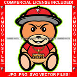 Famous Hustle Dripping Teddy Bear Mean Face Red Cap Gold Jewelry Necklace Hip Hop Rap Rapper Plug Trap Swag Thug Hustler Hustling Drip Rich Art Graphic Design Logo T-Shirt Print Printing JPG PNG SVG Vector Cut File