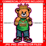 Gangster Teddy Bear King Gold Jewelry Watch Necklace Sneakers Scar Face Tattoo Hip Hop Rap Hustler Drip Plug Trap Hood Thug Gang Street Mafia Mob Famous Hustle Art Graphic Design Logo T-Shirt Print Printing JPG PNG SVG Vector Cut File