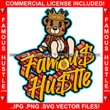 Famous Hustle Teddy Bear King Dollar Sign Eyes Whole Body Stitches Money Cash Money Bag Love Heart Hip Hop Rap Rapper Plug Trap Swag Thug Hustler Hustling Drip Quote Rich Art Graphic Design Logo T-Shirt Print Printing JPG PNG SVG Vector Cut File
