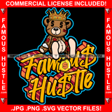 Famous Hustle Teddy Bear King Dollar Sign Eyes Whole Body Stitches Money Cash Money Bag Love Heart Hip Hop Rap Rapper Plug Trap Swag Thug Hustler Hustling Drip Quote Rich Art Graphic Design Logo T-Shirt Print Printing JPG PNG SVG Vector Cut File