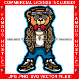 Gangster Teddy Bear Paisley Bandanna Sunglasses Gold Dollar Sign Earrings Jewelry Hoodie Headphones Sneakers Hip Hop Rap Rapper Plug Trap Street Hood Ghetto Swag Thug Art Graphic Design Logo T-Shirt Print Printing JPG PNG SVG Vector Cut File