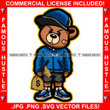 Famous Hustle Drugs Gangster Teddy Bear Scar Face Cap Cash Money Bag Sneakers Hip Hop Rap Rapper Plug Trap Street Hood Ghetto Swag Thug Hustler Hustling Baller Trapper Art Graphic Design Logo T-Shirt Print Printing JPG PNG SVG Vector Cut File