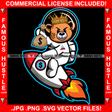 King Teddy Bear In Space Suit Sitting On Rocket In Outer Space Boy Cash Money Bag Spaceman Astronomy Hip Hop Rap Rapper Hustler Hustling Famous Hustle Artwork Art Graphic Design Logo T-Shirt Print Printing JPG PNG SVG Vector Cut File