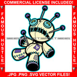Famous Hustle Voodoo Doll Mouth Stitched Closed Head Stitches Scary Voo Doo Horror Face Pins In Body Tattoo Hip Hop Rap Rapper Plug Trap Street Hood Ghetto Swag Thug Hustler Rich Art Graphic Design Logo T-Shirt Print Printing JPG PNG SVG Vector Cut File