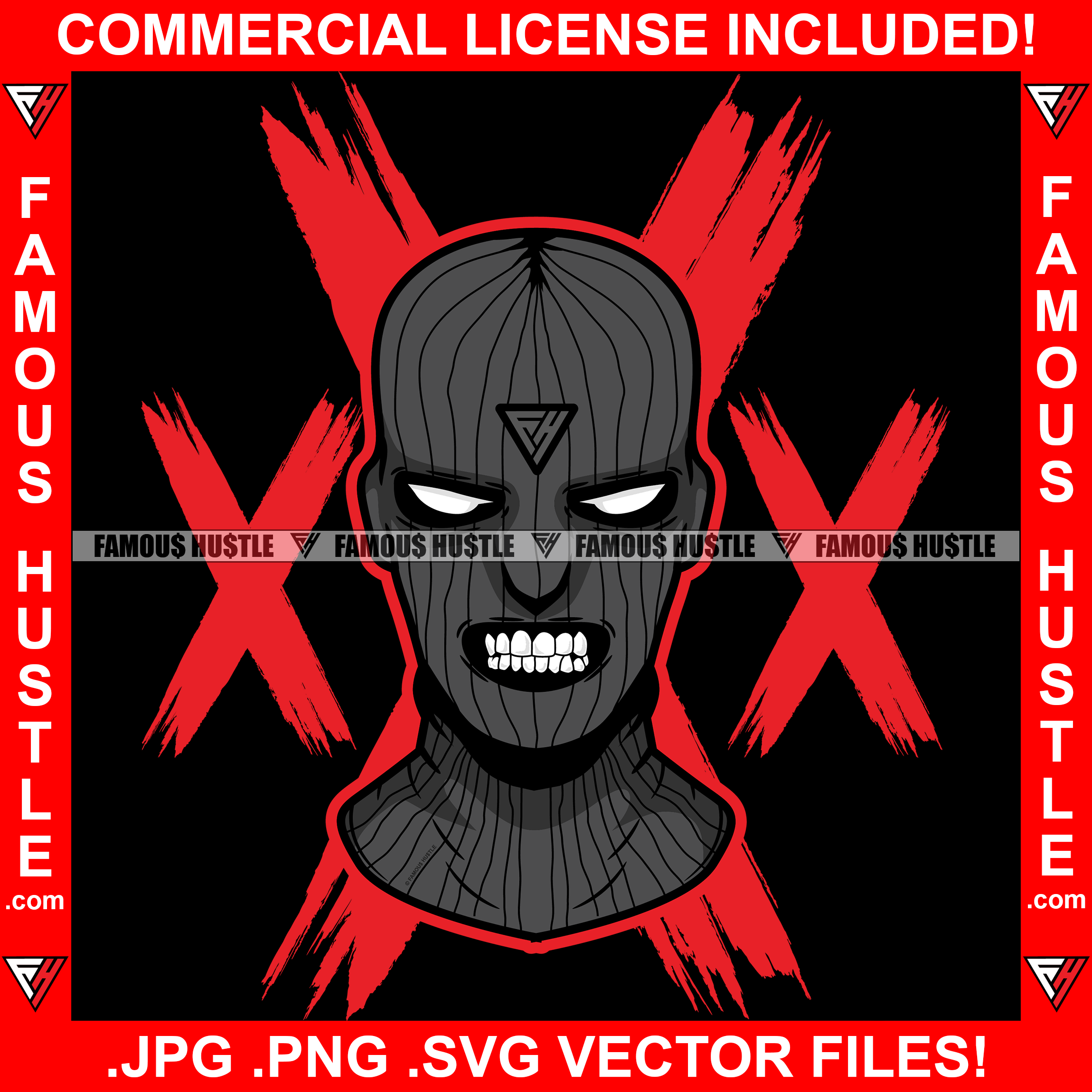 XXX Gangster Man Black Ski Mask Face White Teeth Eyes Robber Face Hip –  famoushustle