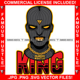 King Gangster Man Black Ski Mask Face Gold Teeth Eyes Jewelry Necklace Robber Face Hip Hop Rap Rapper Plug Trap Street Hood Ghetto Thug Savage Famous Hustle Gang Quote Art Graphic Design Logo T-Shirt Print Printing JPG PNG SVG Vector Cut File