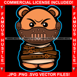 Savage Famous Hustle Teddy Bear Angry Face Horror Kille Mask Face Hand Tied Tattoo Hip Hop Rap Hustler Boss Drip Swag Plug Trap Hood Thug Gang Street Art Graphic Design Logo T-Shirt Print Printing JPG PNG SVG Vector Cut File