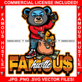 Gangster Blue Teddy Bear Ski Mask Robbery Filling Bag With Gold Jewelry Teeth Cash Hip Hop Rap Plug Trap Street Hood Ghetto Thug Drip Famous Hustle Quote Art Graphic Design Logo T-Shirt Print Printing JPG PNG SVG Vector Cut File