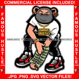 Hustle And Grind Gangster Teddy Bear Ski Mask Gold Necklace Jewelry Cash Money Swag Thug Boss Gangsta Hustler Hustling Trap Trapper Burglar Thief Gang Art Graphic Design Logo T-Shirt Print Printing JPG PNG SVG Vector Cut File