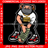 Hustle And Grind Gangster Teddy Bear Ski Mask Gold Necklace Jewelry Cash Money Swag Thug Boss Gangsta Hustler Hustling Trap Trapper Burglar Thief Gang Art Graphic Design Logo T-Shirt Print Printing JPG PNG SVG Vector Cut File