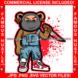 Gangsta By Blood Horror Gangster King Teddy Bear Ski Mask Bloody Knife Killer Sneakers Hop Rap Hustler Boss Drip Swag Plug Trap Hood Thug Gang Street Mafia Mob Art Graphic Design Logo T-Shirt Print Printing JPG PNG SVG Vector Cut File