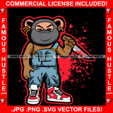 Gangsta By Blood Horror Gangster King Teddy Bear Ski Mask Bloody Knife Killer Sneakers Hop Rap Hustler Boss Drip Swag Plug Trap Hood Thug Gang Street Mafia Mob Art Graphic Design Logo T-Shirt Print Printing JPG PNG SVG Vector Cut File