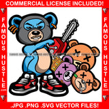 Horror Gangster Teddy Bear Cutting Op Opp Opponent Heads Off With Chainsaw Hip Hop Rap Rapper Plug Trap Street Hood Ghetto Swag Thug Hustler Hustling Famous Hustle Killer Art Graphic Design Logo T-Shirt Print Printing JPG PNG SVG Vector Cut File