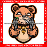 Savage Gangster Teddy Bear Drug Dealer Plug Mean Face White Eyes Two Machine Guns Gold Chain Necklace Jewelry Rapper Dope Baller Trapper Hustling Flex Dripping Art Graphic Design Logo T-Shirt Print Printing JPG PNG SVG Vector Cut File